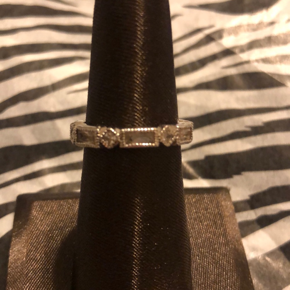 Sterling eternity ring baguette & round cz stones